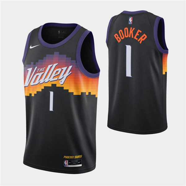 Men's Phoenix Suns #1 Devin Booker Black NBA 2020-21 City Edition New Uniform Stitched Jersey